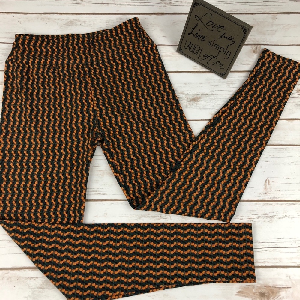 31 LuLaRoe Blue Gold Rust Leggings size OS. NWOT